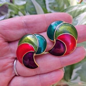 Vintage Trifari Enamel Statement Earrings